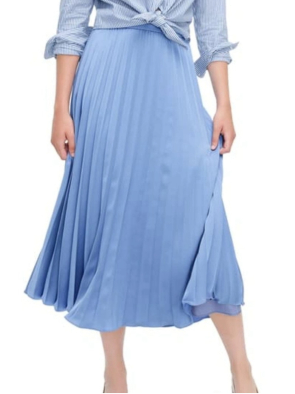 J.Crew Pleated Midi Skirt In Dark Periwinkle Satin Sz 0 XS - Picture 1 of 6